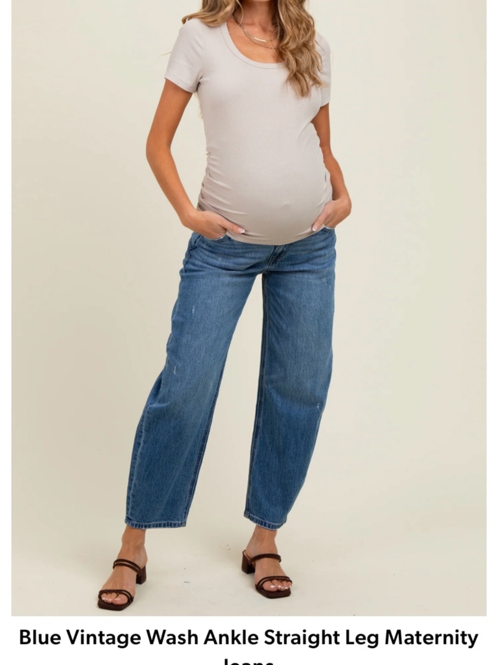 Pinkblush Blue Vintage Wash Maternity Ankle Jeans